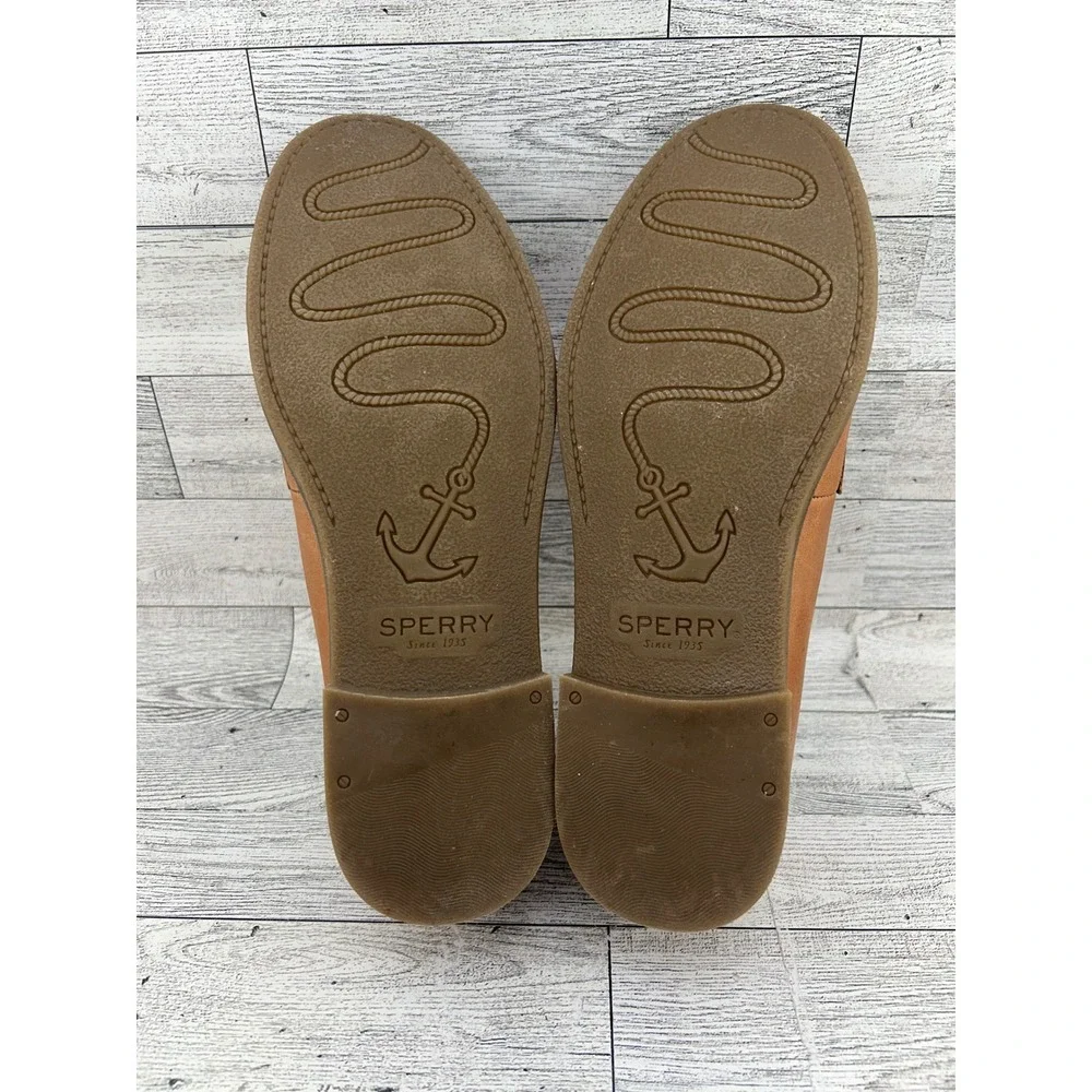 Sperry Seaport‎ Penny Loafers Women Size 7 Tan Leather Slip On Shoes STS82848